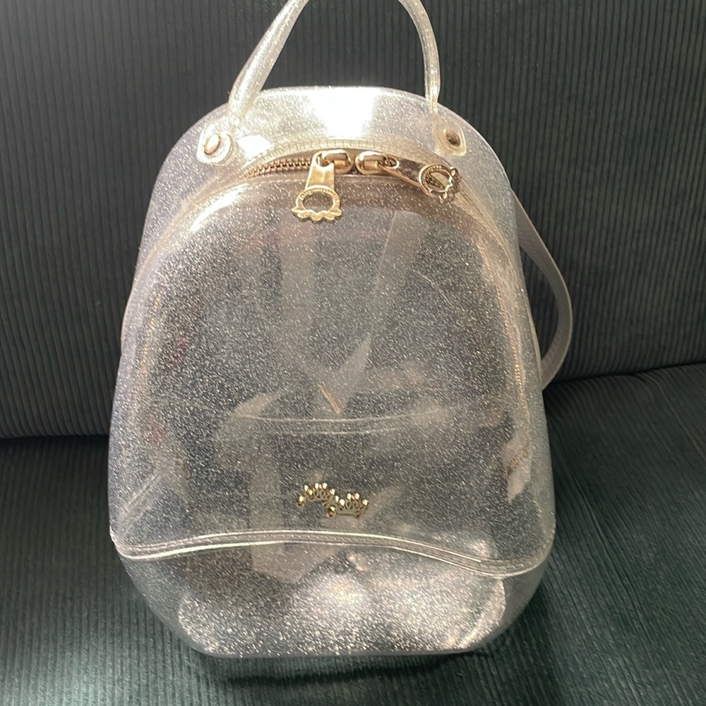 Silver Sparkly Backpack with Curved Silhouette